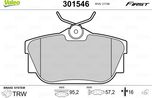 Valeo 301546 - Комплект спирачно феродо, дискови спирачки www.parts5.com