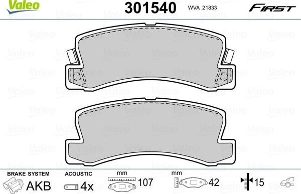 Valeo 301540 - Set placute frana,frana disc www.parts5.com