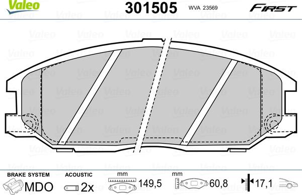 Valeo 301505 - Set placute frana,frana disc www.parts5.com