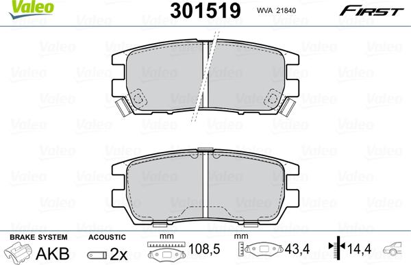 Valeo 301519 - Brake Pad Set, disc brake www.parts5.com