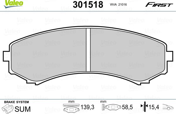 Valeo 301518 - Set placute frana,frana disc www.parts5.com