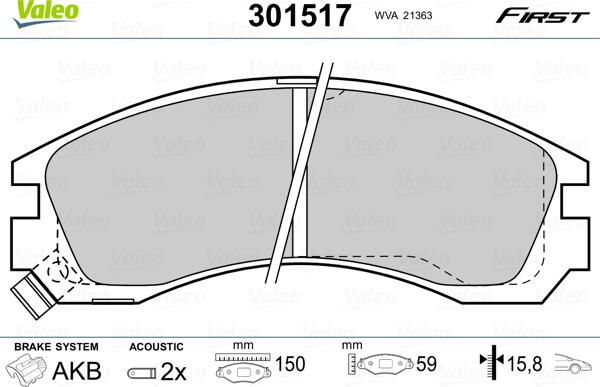 Valeo 301517 - Set placute frana,frana disc www.parts5.com