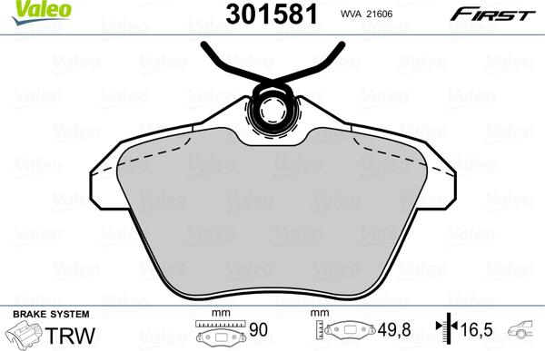 Valeo 301581 - Brake Pad Set, disc brake www.parts5.com