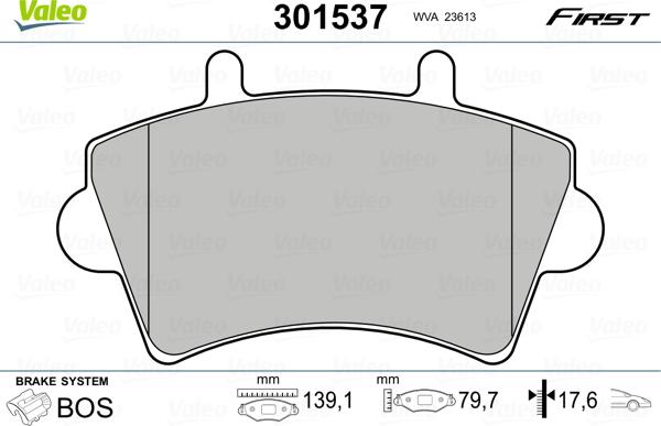 Valeo 301537 - Juego de pastillas de freno www.parts5.com