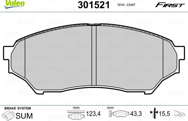 Valeo 301521 - Brake Pad Set, disc brake www.parts5.com