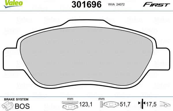 Valeo 301696 - Set placute frana,frana disc www.parts5.com