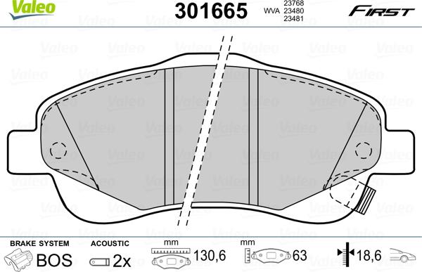 Valeo 301665 - Σετ τακάκια, δισκόφρενα www.parts5.com