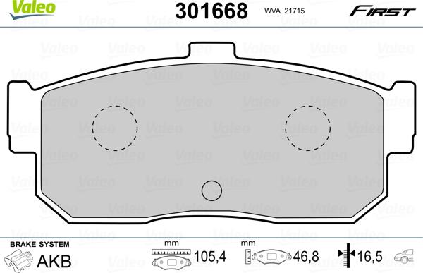 Valeo 301668 - Комплект спирачно феродо, дискови спирачки www.parts5.com