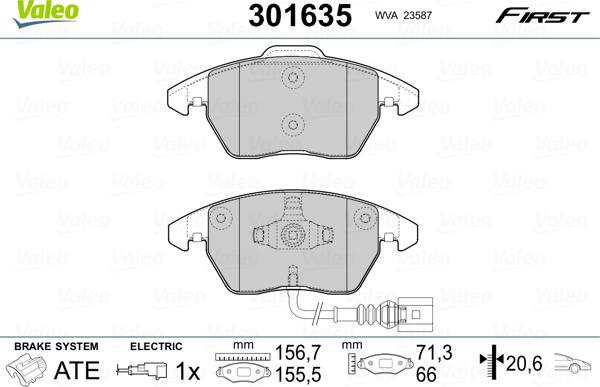 Valeo 301635 - Kit de plaquettes de frein, frein à disque www.parts5.com