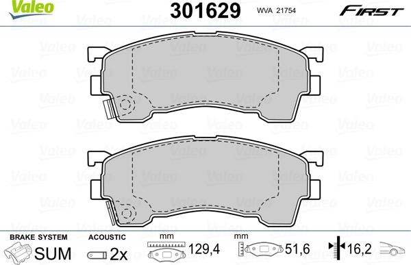 Valeo 301629 - Set placute frana,frana disc www.parts5.com