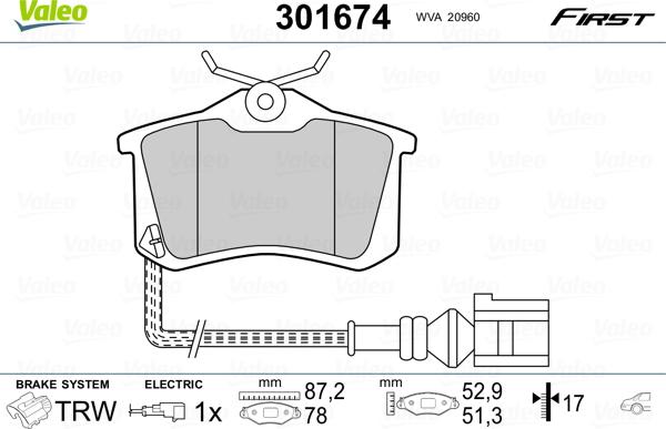 Valeo 301674 - Komplet pločica, disk-kočnica www.parts5.com