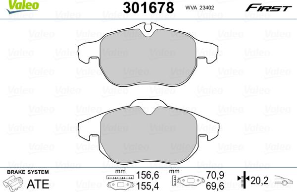 Valeo 301678 - Brake Pad Set, disc brake parts5.com