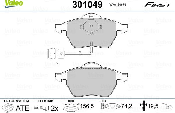 Valeo 301049 - Brake Pad Set, disc brake parts5.com