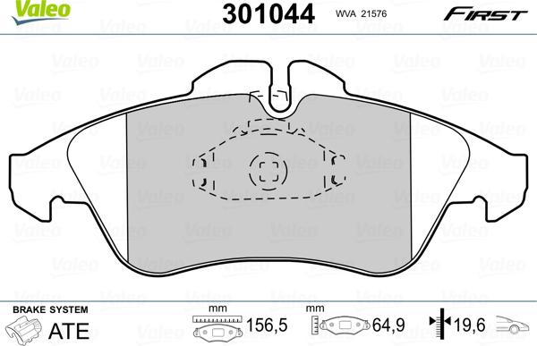 Valeo 301044 - Juego de pastillas de freno www.parts5.com