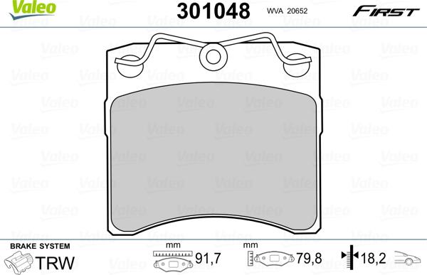 Valeo 301048 - Sada brzdových destiček, kotoučová brzda www.parts5.com