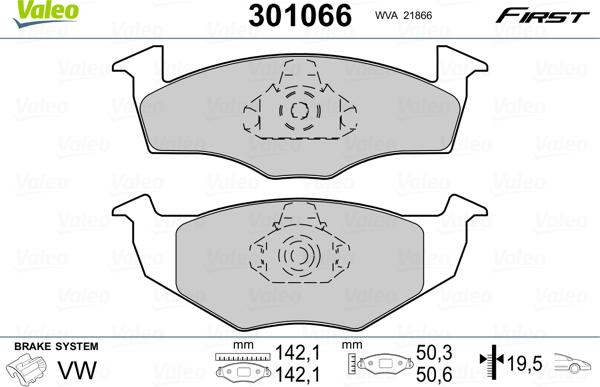 Valeo 301066 - Jarrupala, levyjarru www.parts5.com