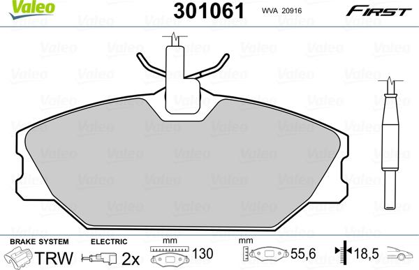 Valeo 301061 - Комплект спирачно феродо, дискови спирачки www.parts5.com