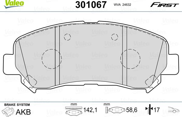 Valeo 301067 - Juego de pastillas de freno parts5.com