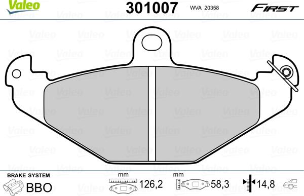 Valeo 301007 - Set placute frana,frana disc www.parts5.com