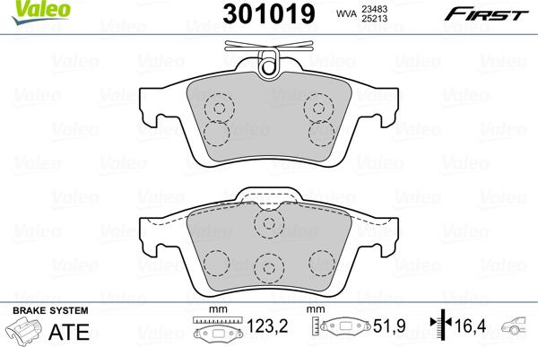 Valeo 301019 - Set placute frana,frana disc www.parts5.com