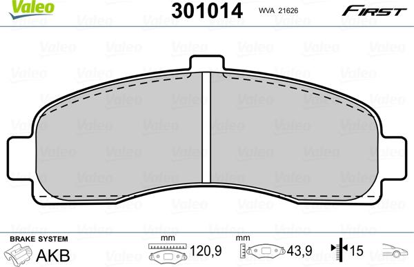 Valeo 301014 - Jarrupala, levyjarru www.parts5.com