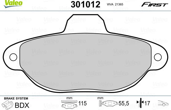 Valeo 301012 - Fren balata seti, diskli fren www.parts5.com