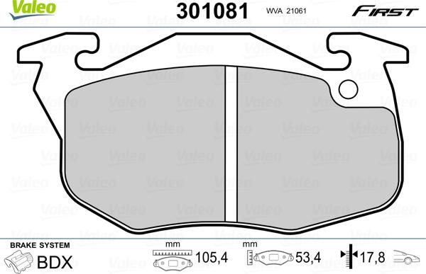 Valeo 301081 - Fékbetétkészlet, tárcsafék www.parts5.com