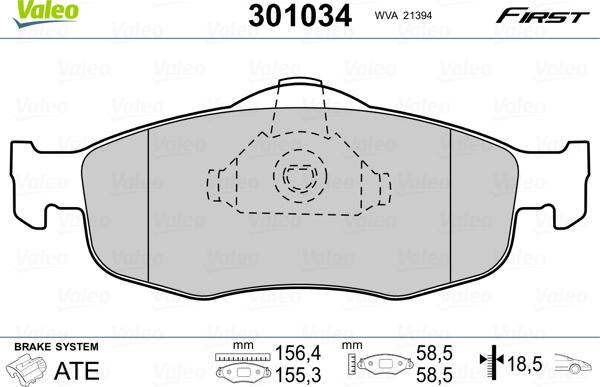 Valeo 301034 - Set placute frana,frana disc www.parts5.com