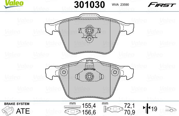 Valeo 301030 - Fékbetétkészlet, tárcsafék parts5.com