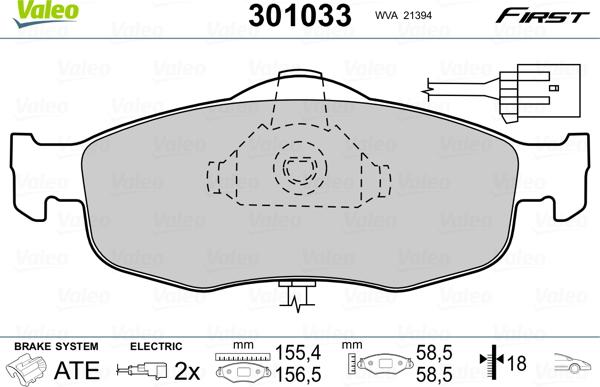 Valeo 301033 - Set placute frana,frana disc www.parts5.com