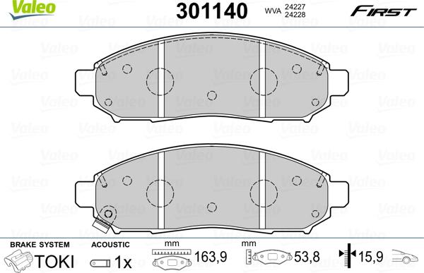 Valeo 301140 - Set placute frana,frana disc www.parts5.com