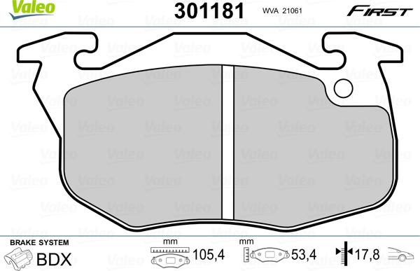 Valeo 301181 - Brake Pad Set, disc brake www.parts5.com