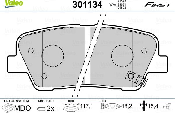 Valeo 301134 - Brake Pad Set, disc brake www.parts5.com