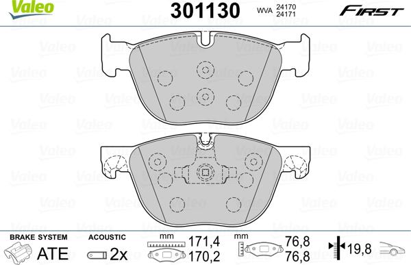 Valeo 301130 - Set placute frana,frana disc www.parts5.com