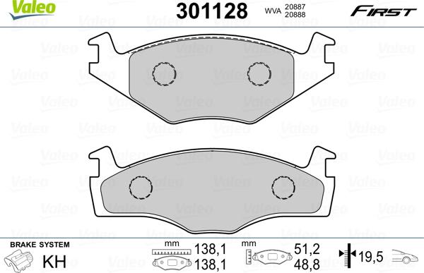 Valeo 301128 - Jarrupala, levyjarru www.parts5.com