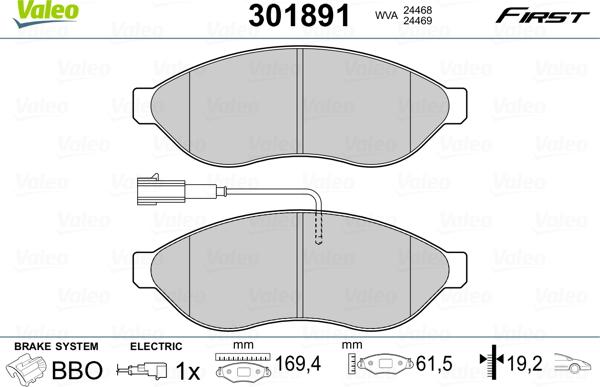 Valeo 301891 - Set placute frana,frana disc www.parts5.com