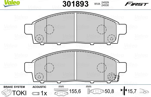 Valeo 301893 - Тормозные колодки, дисковые, комплект www.parts5.com