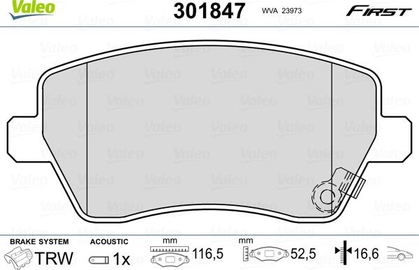 Valeo 301847 - Комплект спирачно феродо, дискови спирачки www.parts5.com