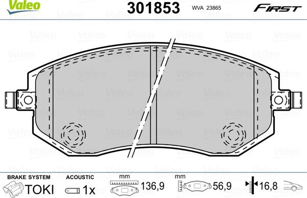 Valeo 301853 - Σετ τακάκια, δισκόφρενα www.parts5.com