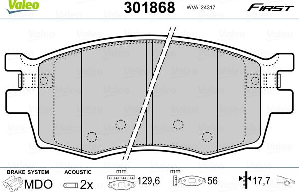 Valeo 301868 - Set placute frana,frana disc www.parts5.com