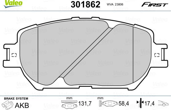 Valeo 301862 - Set placute frana,frana disc www.parts5.com