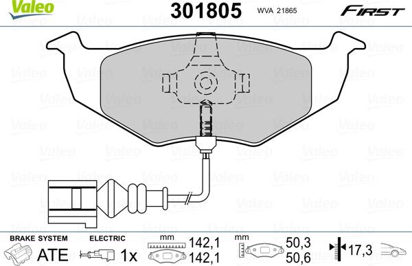 Valeo 301805 - Set placute frana,frana disc www.parts5.com