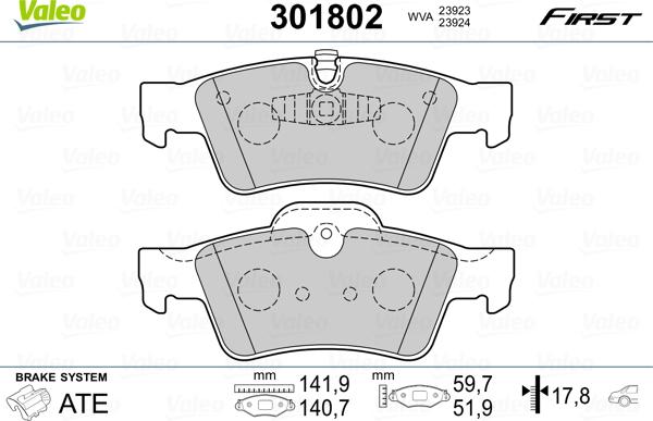 Valeo 301802 - Σετ τακάκια, δισκόφρενα www.parts5.com