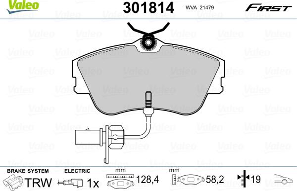 Valeo 301814 - Set placute frana,frana disc www.parts5.com