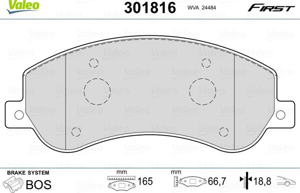 Valeo 301816 - Set placute frana,frana disc www.parts5.com