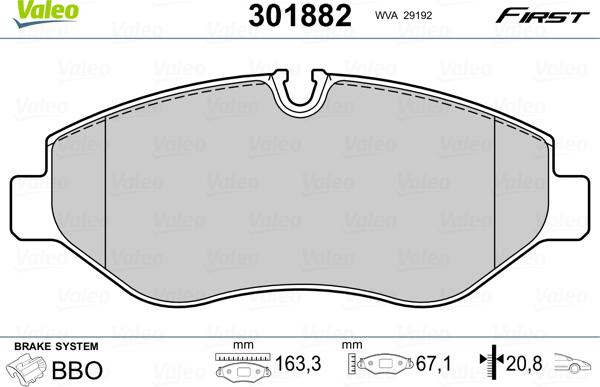 Valeo 301882 - Fékbetétkészlet, tárcsafék www.parts5.com