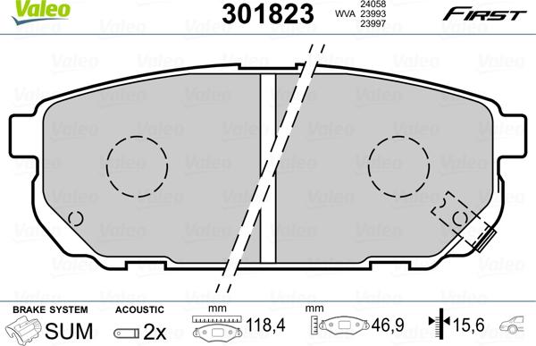 Valeo 301823 - Set placute frana,frana disc www.parts5.com