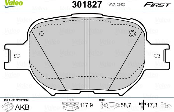 Valeo 301827 - Brake Pad Set, disc brake www.parts5.com