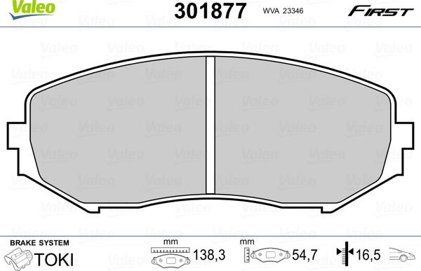 Valeo 301877 - Тормозные колодки, дисковые, комплект www.parts5.com