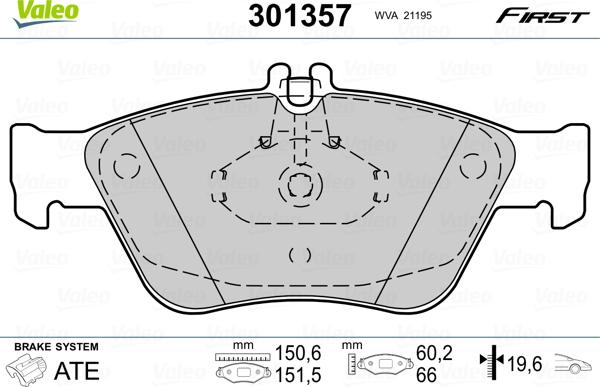 Valeo 301357 - Fékbetétkészlet, tárcsafék www.parts5.com